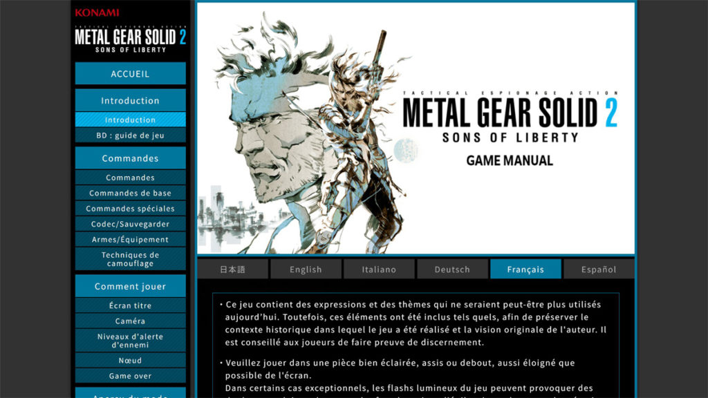 Manuel du jeu Metal Gear Solid Master Collection